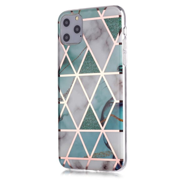 For iPhone 11 Pro Max Plating Marble Pattern Soft TPU Protective Case(Green White)