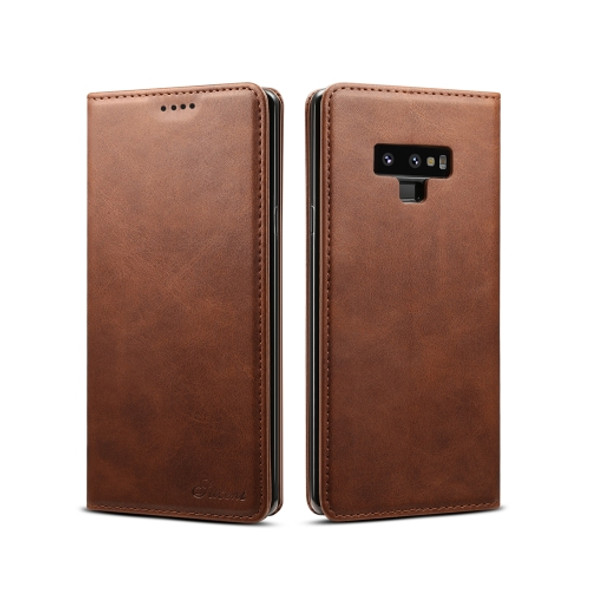 Suteni Calf Texture Horizontal Flip Leather Case with Holder & Card Slots & Wallet for Galaxy Note 9(Brown)