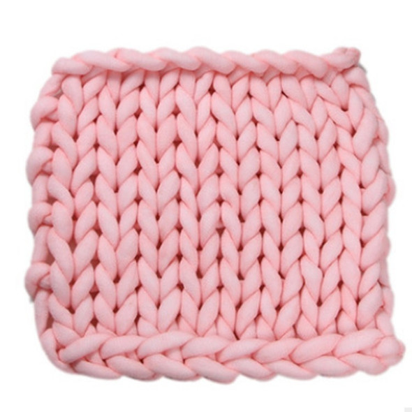 50x50cm New Born Baby Knitted Wool Blanket Newborn Photography Props Chunky Knit Blanket Basket Filler(Pink)