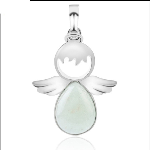 Women Angel Wings Pendants Natural Crystal Stone Necklaces(Green Aventurine)