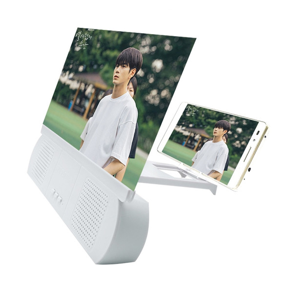 F9 10 inch Universal Mobile Phone Screen Amplifier HD Video Amplifier with Silicone Suction Cup Stand & Bluetooth Speaker (White)