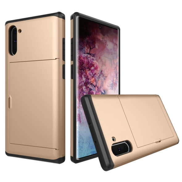 Shockproof Rugged Armor Protective Case with Card Slot for Galaxy Note 10(Gold)