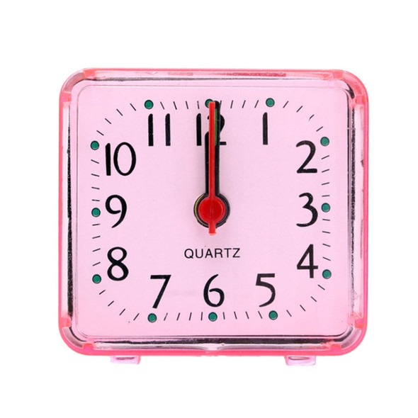 Square Alarm Clock Transparent Case Compact Digital Mini Bedroom Bedside Office Electronic Clock(Pink)