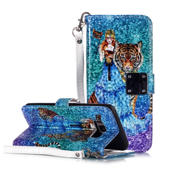 Magic 3D Bright Coloured Drawing Pattern Horizontal Flip PU Leather Case with Holder & Card Slots & Wallet & Photo Frame for Galaxy S8(Beauty and Tiger)