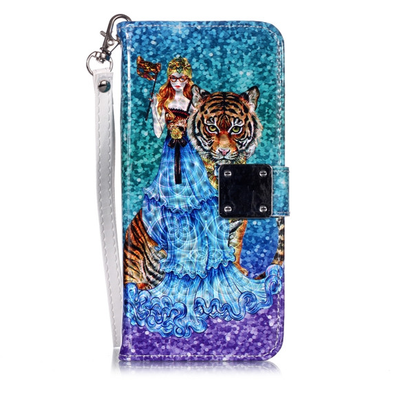 Magic 3D Bright Coloured Drawing Pattern Horizontal Flip PU Leather Case with Holder & Card Slots & Wallet & Photo Frame for Galaxy S8(Beauty and Tiger)