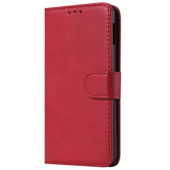 For Galaxy S10e Solid Color Horizontal Flip Protective Case with Holder & Card Slots & Wallet & Photo Frame & Lanyard(Red)
