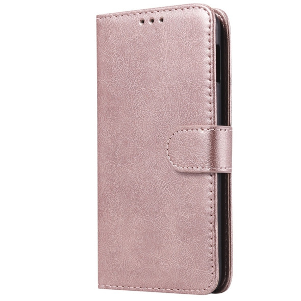 For Galaxy S10e Solid Color Horizontal Flip Protective Case with Holder & Card Slots & Wallet & Photo Frame & Lanyard(Rose Gold)