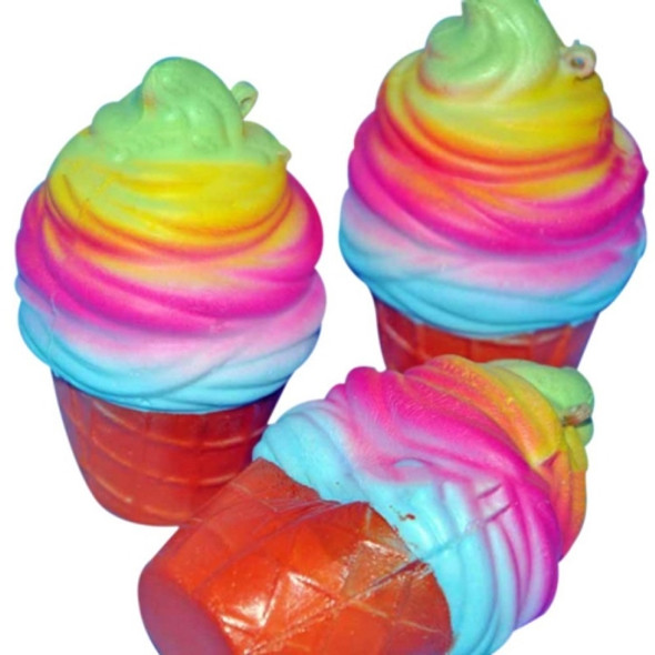 2 PCS rainbow ice cream cone decompression toys with rope