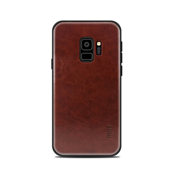 MOFI for Galaxy S9 PC+TPU+PU Leather Protective Back Cover Case (Dark Brown)