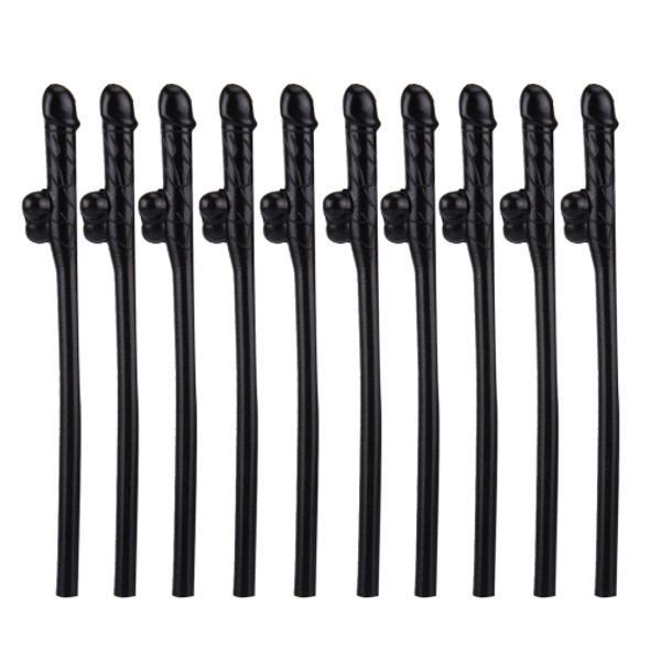 10 PCS Dicky Sipping Straw, Length: about 19cm(Black)