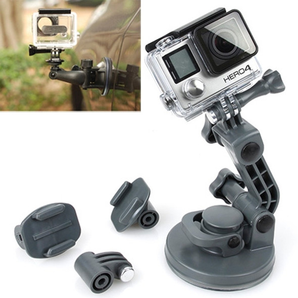 TMC Car Suction Cup Mount + Tripod Adapter + Handle Screw for GoPro  NEW HERO /HERO6   /5 /5 Session /4 Session /4 /3+ /3 /2 /1, Xiaoyi and Other Action Cameras(Grey)