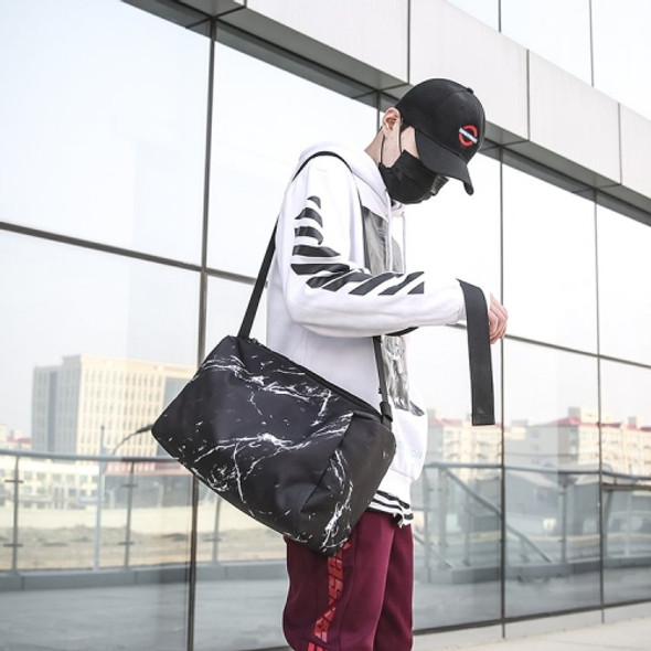 Waterproof Nylon Cloth Shoulder Sports Gym Handbag Travel Bag (Black)