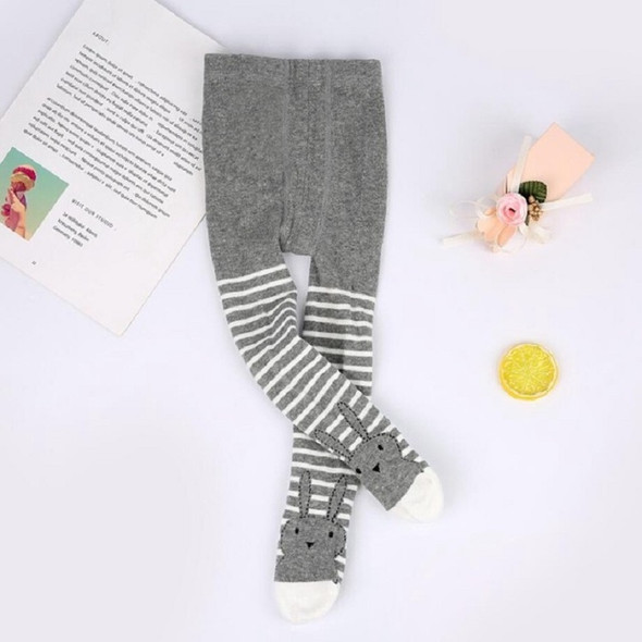 Children Baby Cartoon Rabbit Striped Cotton Tight Pantyhose, Size:L(Gray)