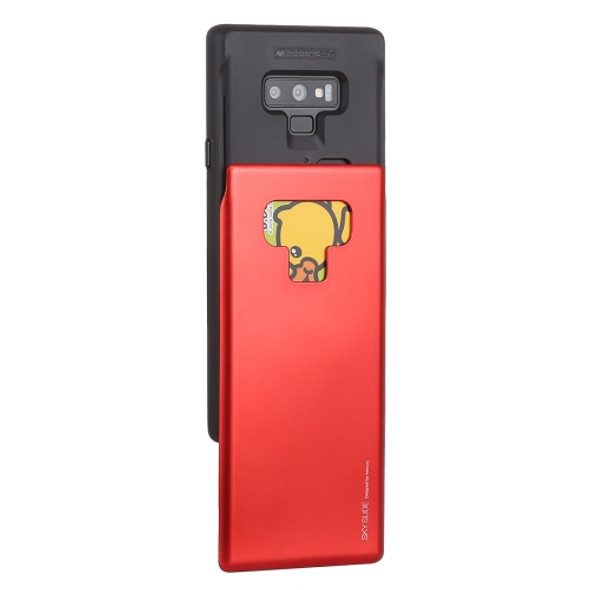 GOOSPERY Sky Slide Bumper TPU + PC Case for Galaxy Note9, with Card Slot(Red)