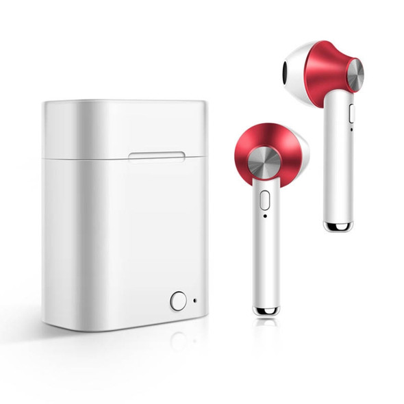 D012 TWS Bluetooth 5.0 Wireless Bluetooth Earphone with Charging Box, Support Voice Prompt & Power Display & HD Call (Red)