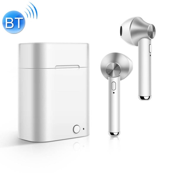 D012 TWS Bluetooth 5.0 Wireless Bluetooth Earphone with Charging Box, Support Voice Prompt & Power Display & HD Call (Silver)