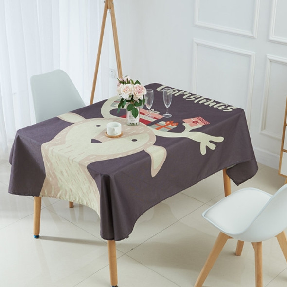 Household Encrypted Linen Waterproof Tablecloth, Size:100x140cm(Navy Grey Deer)