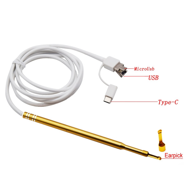 3 in 1 USB Ear Scope Inspection HD 1.0MP Camera Visual Ear Spoon for OTG Android Phones & PC & MacBook, 1.5m Length Cable