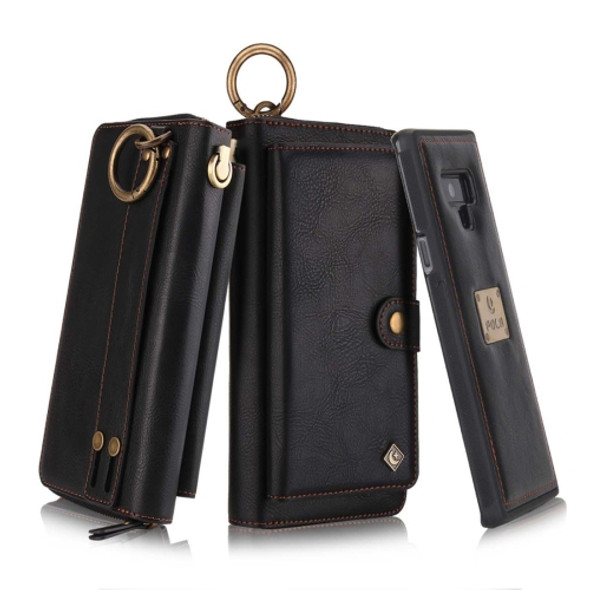 For Galaxy Note 9 POLA Multi-function Fashion Zipper Magnetic Horizontal Flip Leather Case with Card Slots & Wallet & Photo Frame & Lanyard(Black)