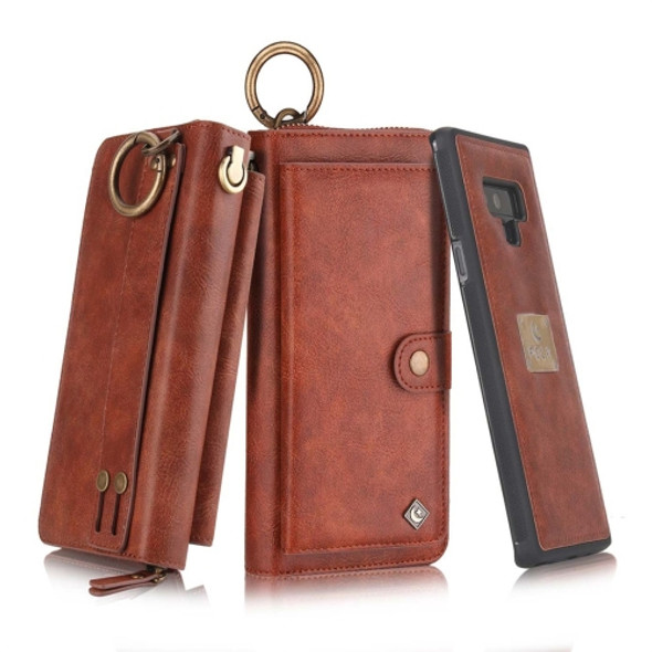 For Galaxy Note 9 POLA Multi-function Fashion Zipper Magnetic Horizontal Flip Leather Case with Card Slots & Wallet & Photo Frame & Lanyard(Brown)