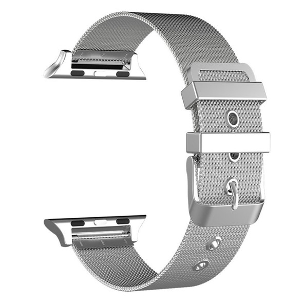 For Apple Watch Series 5 & 4 44mm / 3 & 2 & 1 42mm Milanese Stainless Steel Double Buckle Watchband(Silver)
