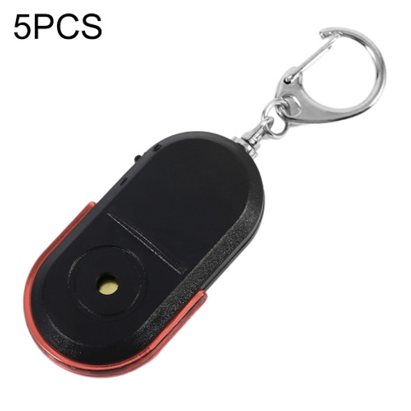 5 PCS Portable Anti-Lost Alarm Key Finder Wireless Whistle Sound LED Light Locator Finder(Red)