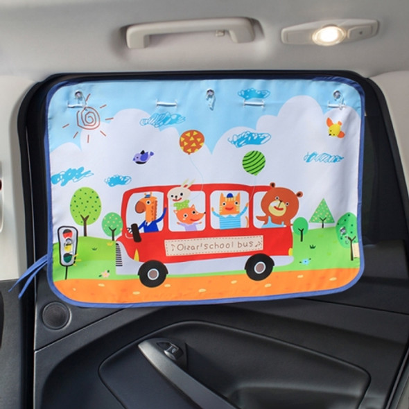 Happy School Bus Pattern Car Large Rear Window Sunscreen Insulation Window Sunshade Cover, Size: 70*50cm