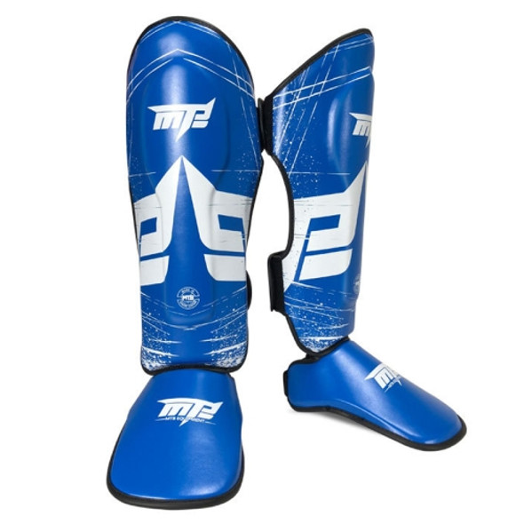 MTB SJ-004B Freestyle Grappling Thai Boxing Taekwondo Thickening Leg Guards Protective Gear, Size: L(Blue)