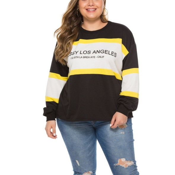 Letters Print Loose Sweatshirt (Color:Black Size:XXL)