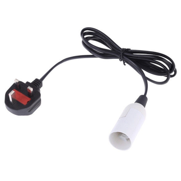 E14 Wire Cap Lamp Holder Chandelier Power Socket with 1.5m Extension Cable, Big UK Plug(White)