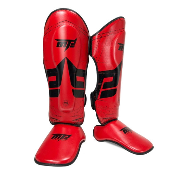 MTB SJ-004B Freestyle Grappling Thai Boxing Taekwondo Thickening Leg Guards Protective Gear, Size: M(Red)