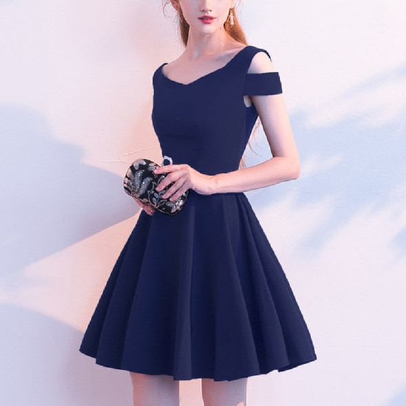 Summer Slim Party Banquet Dress Birthday Party Dress, Size:M(Navy)