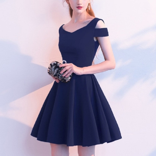 Summer Slim Party Banquet Dress Birthday Party Dress, Size:L(Navy)
