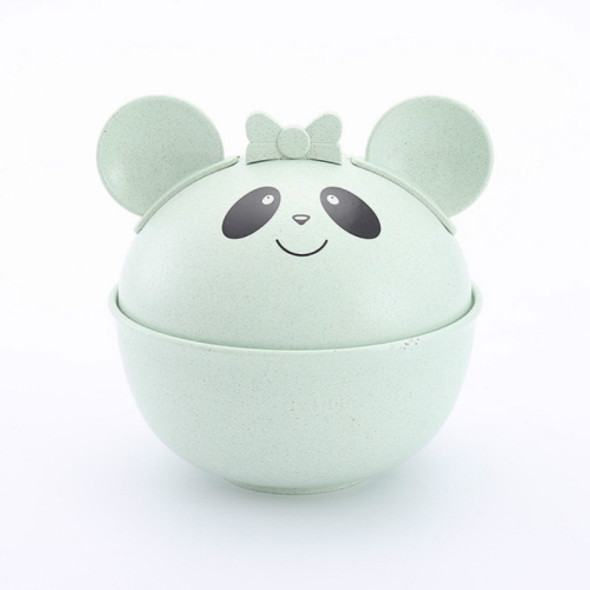 3 PCS /Set Panda Baby Bowl Wheat Straw Kids Dinner Dishes Set Baby Cute Training Bowl(Green)