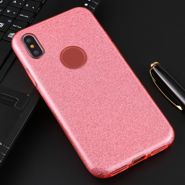 For iPhone XS / X Full Coverage TPU + PC Glittery Powder Protective Back Case(Pink)