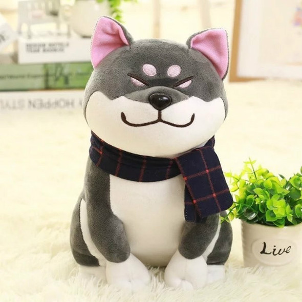 Couple Scarf Shiba Inu Dog Plush Toy, Color: Gray, Size:25cm
