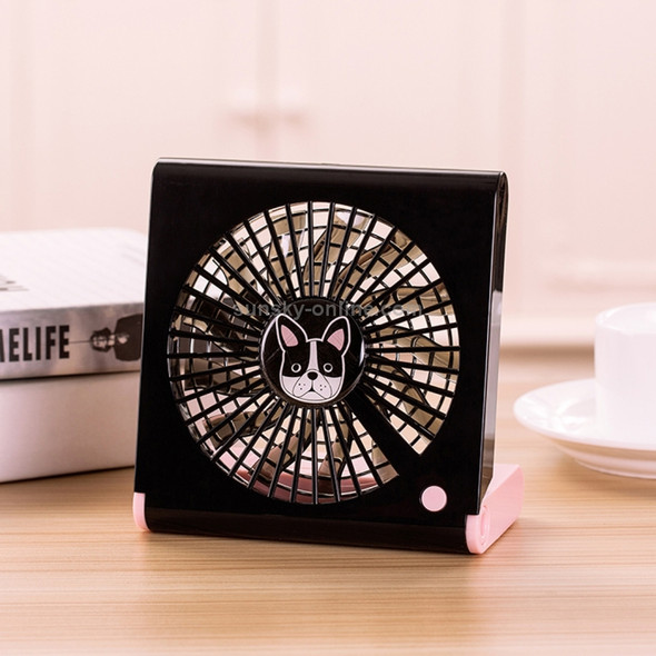 Bulldog Pattern Mini Notebook Folding USB Fan with Wind 3 Speeds(Black)