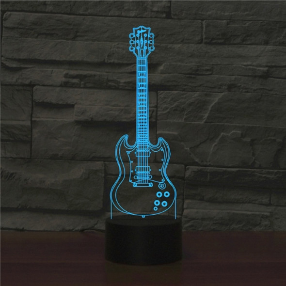 Five-string Guitar Shape 3D Colorful LED Vision Light Table Lamp, 16 Colors Remote Control Version