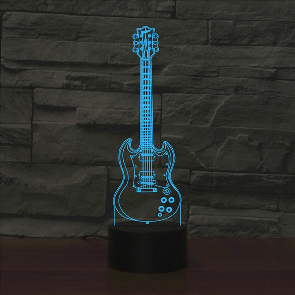 Five-string Guitar Shape 3D Colorful LED Vision Light Table Lamp, 16 Colors Remote Control Version