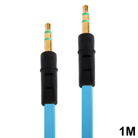 Noodle Style 3.5mm Jack Earphone Cable for iPhone 5 / iPhone 4 & 4S / 3GS / 3G / iPad 4 / iPad mini / mini 2 Retina / New iPad / iPad 2 / iTouch / MP3, Length: 1m(Blue)