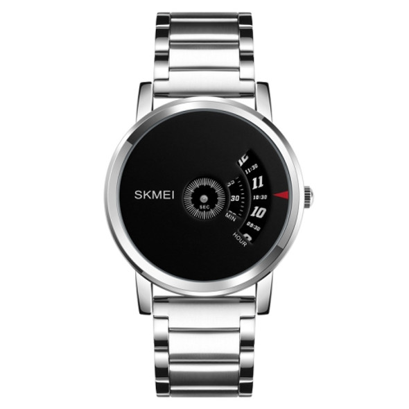 SKMEI 1260 Fashion Creative Pointer 30m Waterproof Quartz Wrist Watch with Stainless Steel Watchband(Silver+Black)