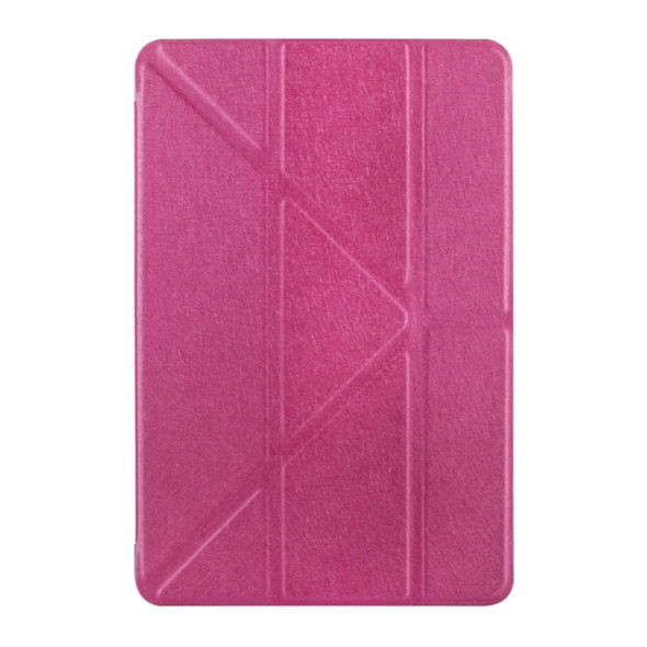 Transformers Style Silk Texture Horizontal Flip Solid Color Leather Case with Holder for iPad mini 4(Magenta)
