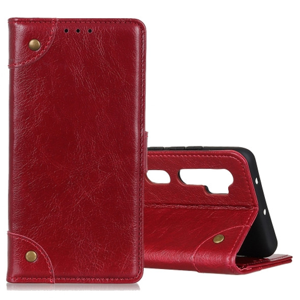 For Xiaomi Mi Note 10 / CC9 Pro Copper Buckle Nappa Texture Horizontal Flip Leather Case with Holder & Card Slots & Wallet(Wine Red)