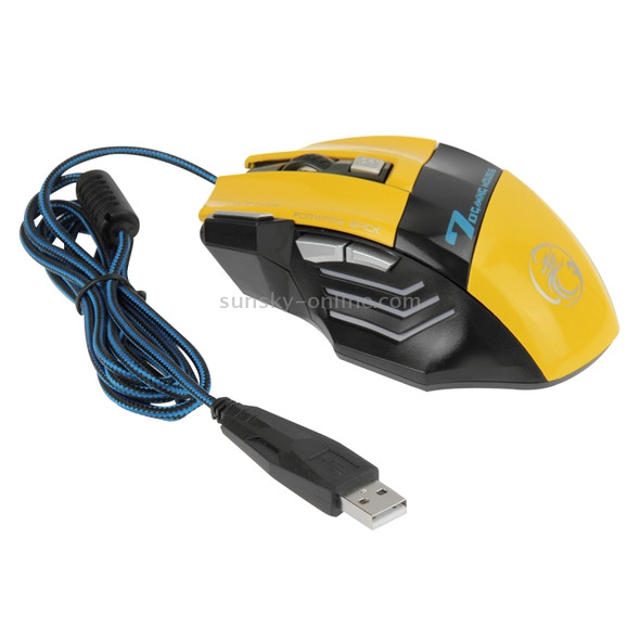 7 Buttons with Scroll Wheel 5000 DPI LED Wired Optical Gaming Mouse for Computer PC Laptop(Yellow)