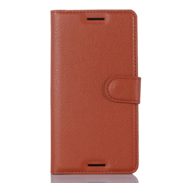 Litchi Texture Horizontal Flip Leather Case with Holder & Card Slots & Wallet for Sony Xperia X(Brown)