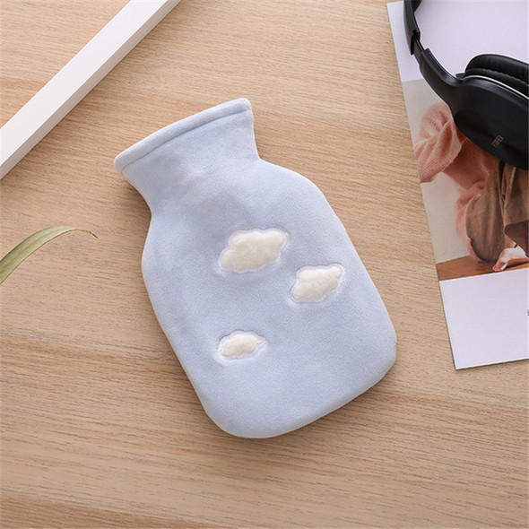 Plush Cover Mini Velvet Flush Hot Water Bottle Rubber Liner Warm Handbag(Sky Blue)