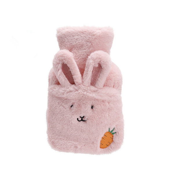 Plush Warm Water Bag Cartoon Rabbit Flushing Hot Water Bottle(Pink)