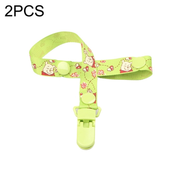 2 PCS Baby Pacifier Clip Pacifier Chain Dummy Clip Nipple Holder For Nipples Children Pacifier Clips Teether Anti-drop Rope(45 Green Winnie)