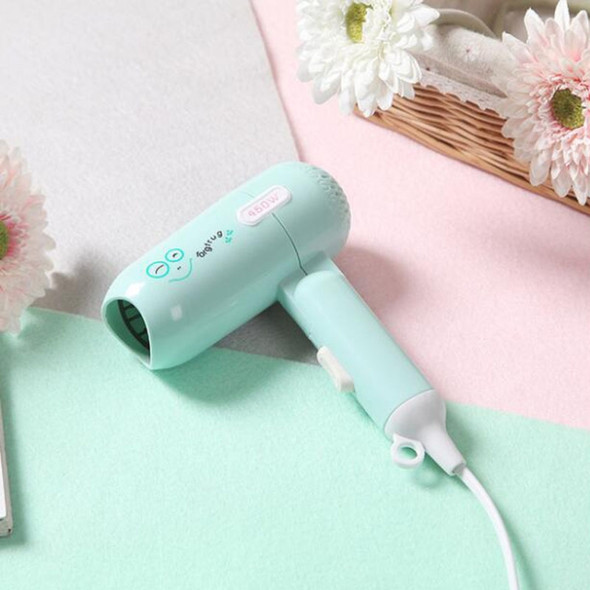 450W Dormitory Small Power Portable Travel Mini Folding Cartoon Hair Dryer, 220V CN Plug(Green)