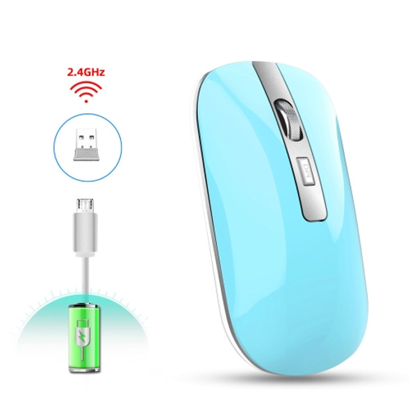 HXSJ M30 Rechargeable Wireless Mouse Metal Wheel Mute 2.4G Office Mouse 500 mAh Built-in Battery(Blue)